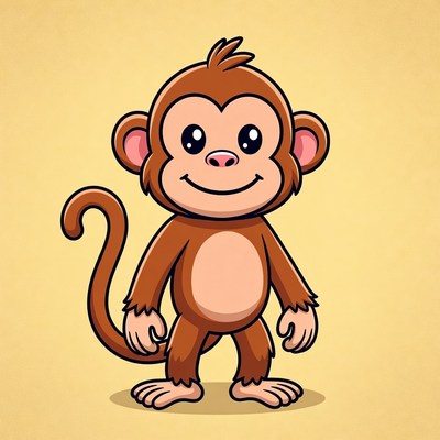 Cute cartoon monkey standing