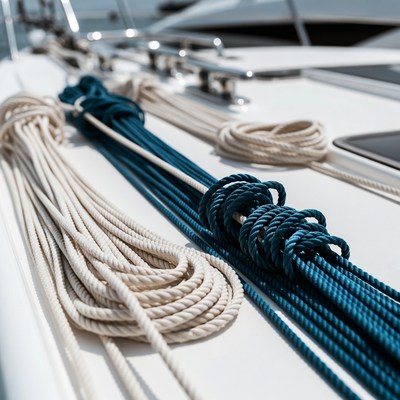 Coiled Ropes on Yacht Deck