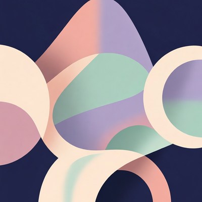 Abstract Colorful Shapes on Navy Background