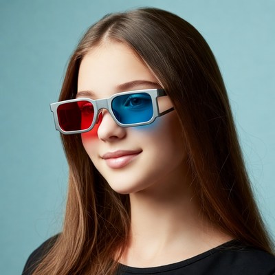 Girl wearing 3D glasses