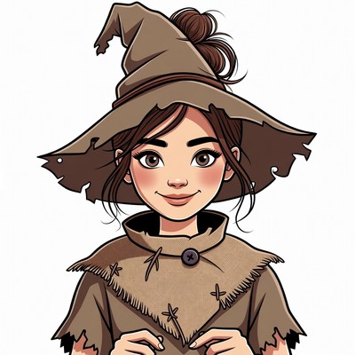 Asian girl in witch hat