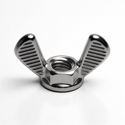 Shiny Wing Nut on White Background