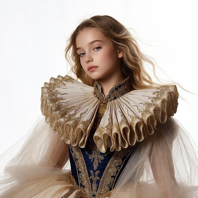 Girl in ornate Renaissance collar dress