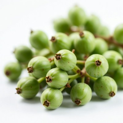 Cluster of Green Kiwifruit on Stems