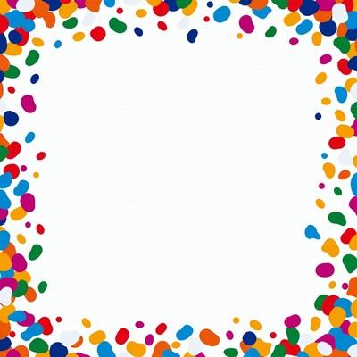 Colorful confetti border on white