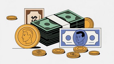 Money Coins and Bills Illustration