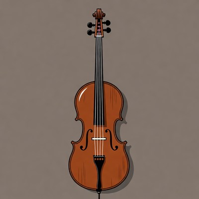 Illustrated Cello on Gray Background