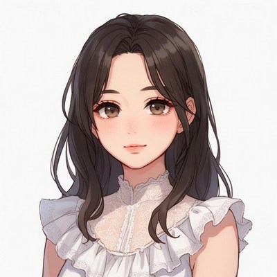 Anime girl with long brown hair