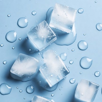 Ice Cubes with Water Droplets