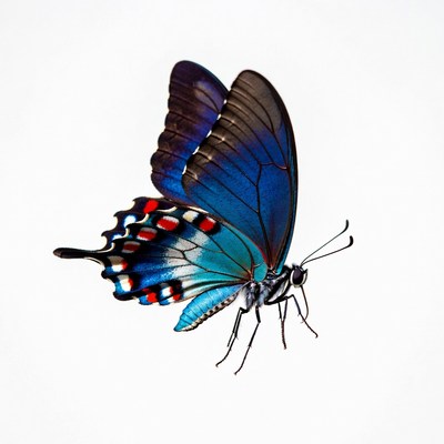 Blue butterfly with red spots
