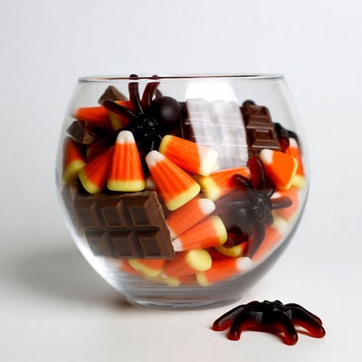 Halloween Candy in Glass Bowl
