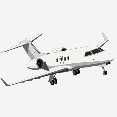 White Private Jet Airplane Illustration