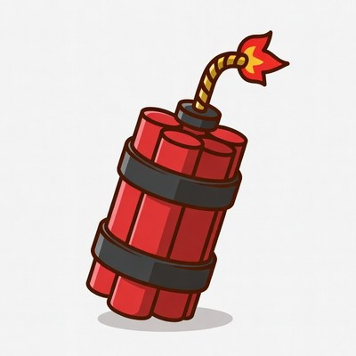 Cartoon Bomb with Lit Fuse