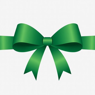 Green ribbon bow isolated