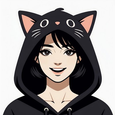 Anime girl in cat ear hoodie
