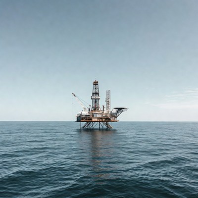Offshore oil rig in ocean