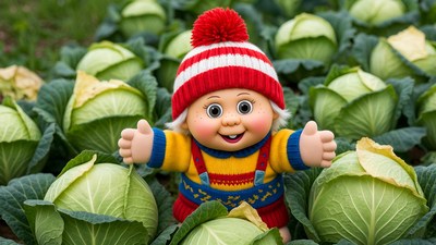 Troll doll in cabbage patch