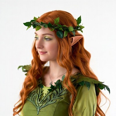 Red-haired elf woman in green costume