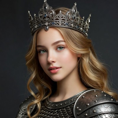 Blonde woman in crown and armor