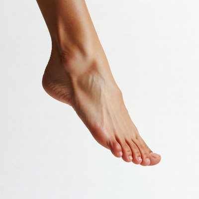 Woman's foot hanging isolated