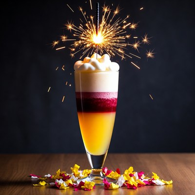 Sparkler-Topped Layered Dessert Drink