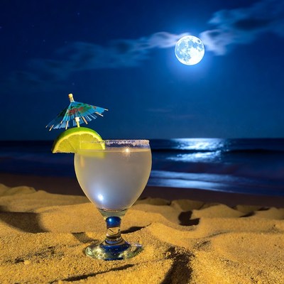 Margarita on Beach Under Moonlight
