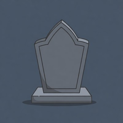 Cartoon gravestone on dark background