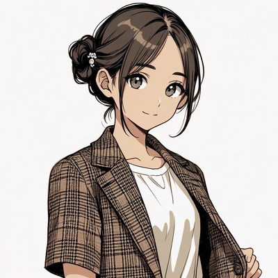 Anime girl in plaid blazer