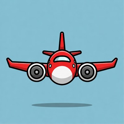 Red Cartoon Airplane Flying