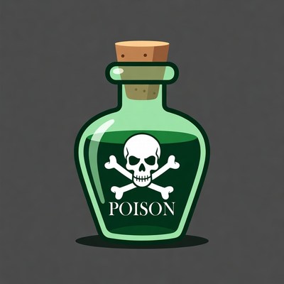Green Poison Bottle with Skull