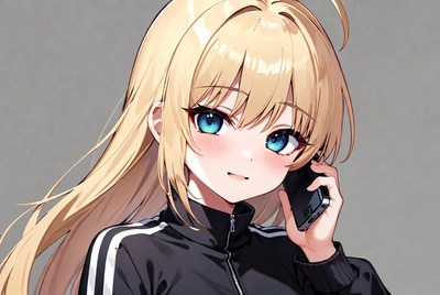 Anime girl talking on phone