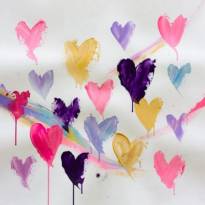 Colorful Paint Splatter Hearts