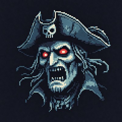 Pixel Art Zombie Pirate Skull