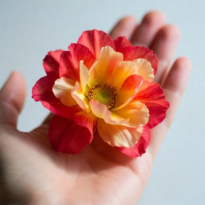 Red Flower Held in Hand