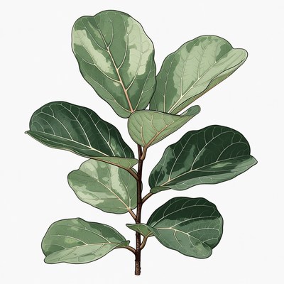 Ficus Lyrata Leaf Illustration