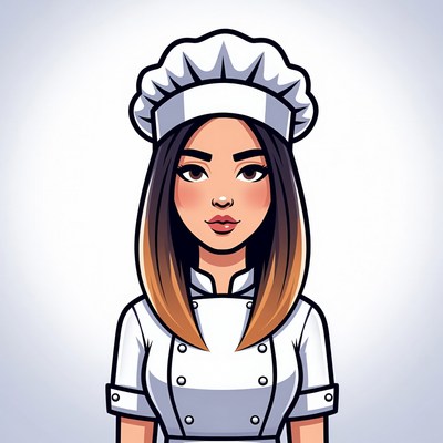 Asian woman chef illustration