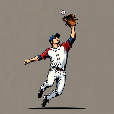 Baseball player catching ball