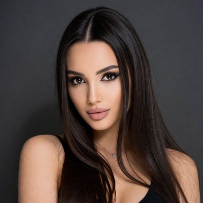 Beautiful woman with long dark hair