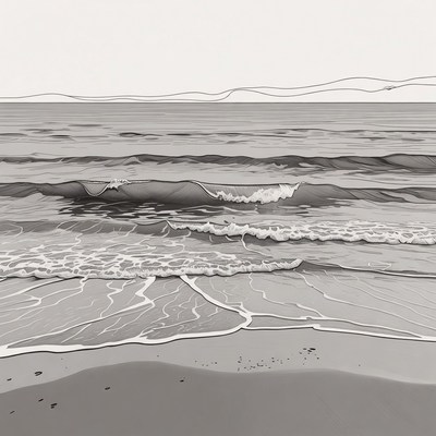 Ocean Waves Crashing on Beach