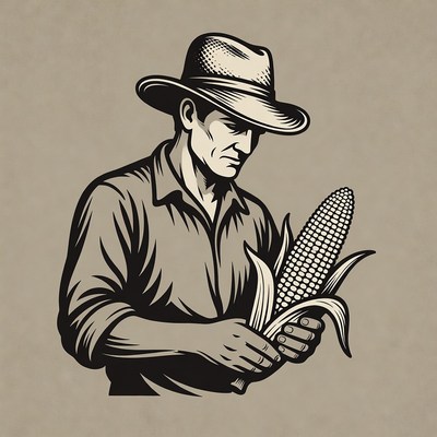 Farmer Holding Corn Ear