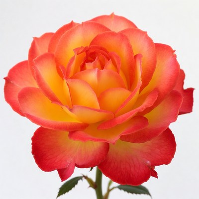 Orange Rose Flower on White Background