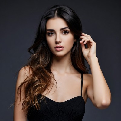 Beautiful woman touching hair