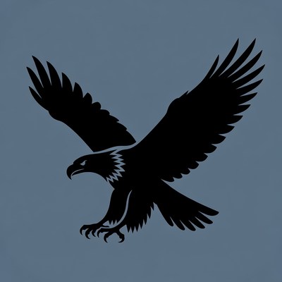 Black silhouette eagle with wings spread