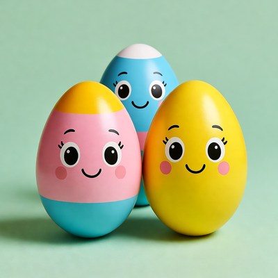 Three Cute Cartoon Easter Eggs