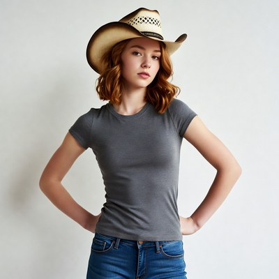 Girl wearing cowboy hat