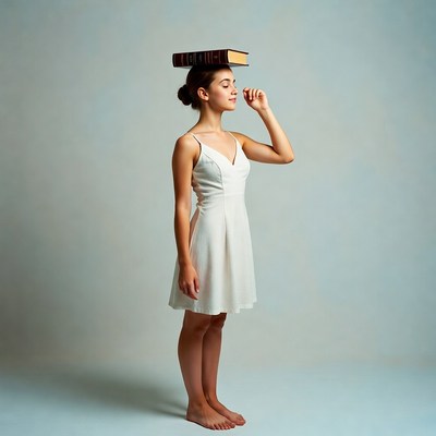Girl balancing book on head