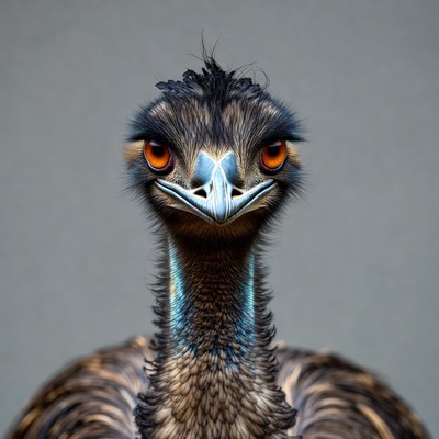 Close-up emu with intense stare