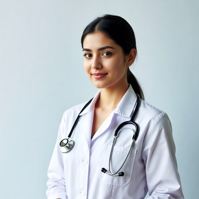 Indian woman doctor with stethoscope