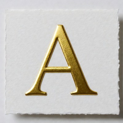 Gold Letter A on White Paper