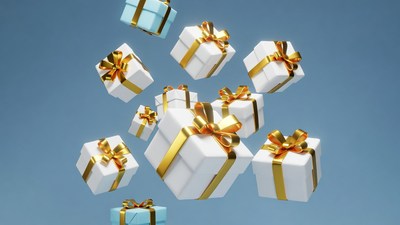 Floating Gift Boxes with Ribbons